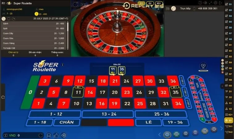 Bàn cược Roulette Nhà Cái SA88